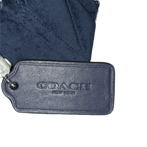 Coach Tabby‎ 20 Navy Blue and Silver Quilted Velvet Shoulder Bag Small NWT - Picture 6 of 13